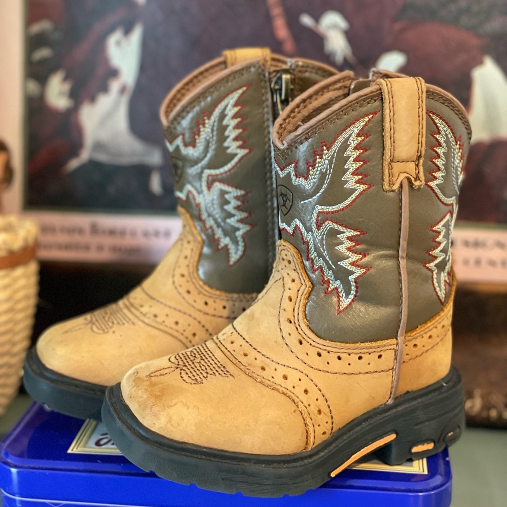 Ariat Lil’ Stompers Durango Brown Leather Cowboy Boots Toddler Sz 6